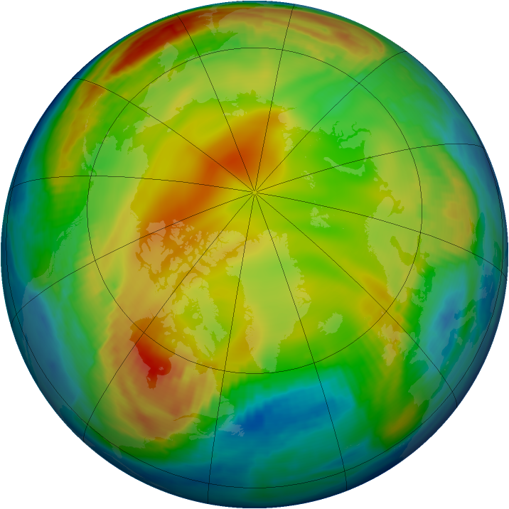 Arctic ozone map for 11 January 1999